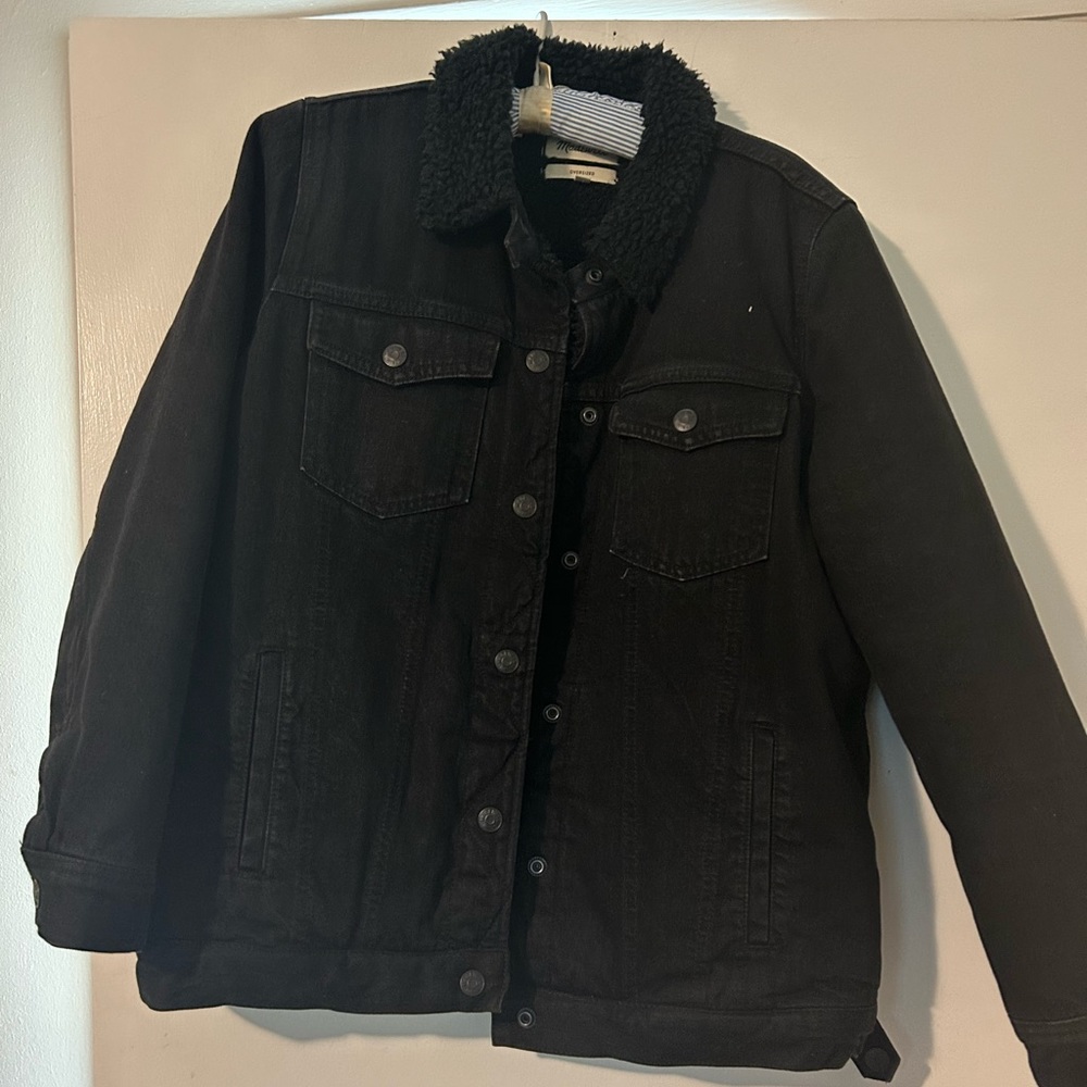 Madewell Shearling Lined Trucker Jacket Oversized Medium